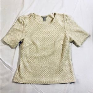 Cream Box Stitch Top with Bell Sleeves by H&M